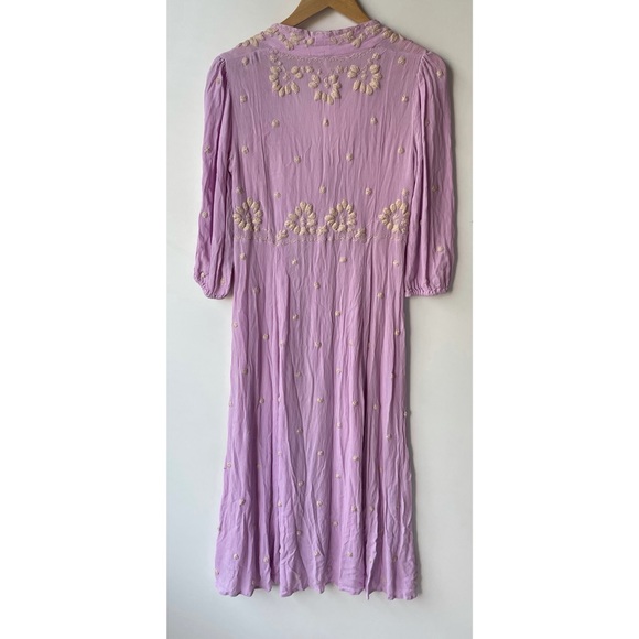 Free People Embroidered Fable Midi Dress Lilac - Picture 4 of 8